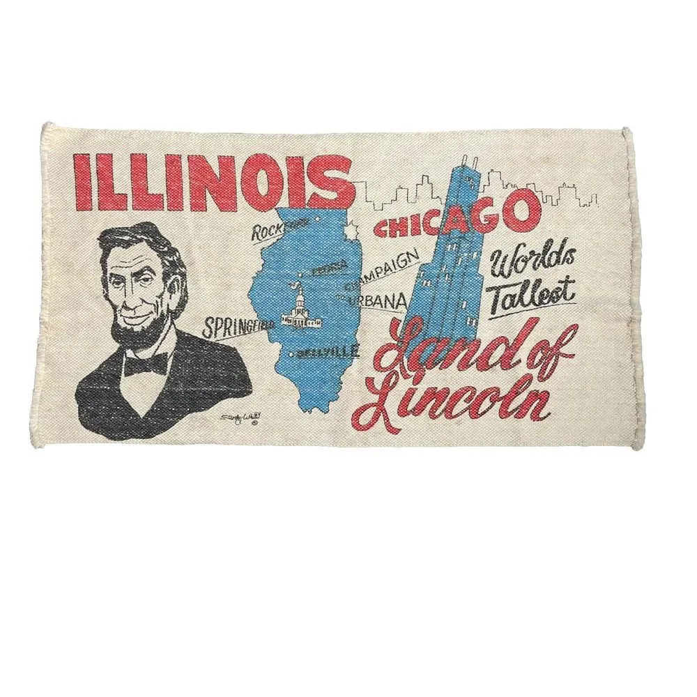Illinois Burlap Canvas Tapestry Banner Table Square 42in X 24in